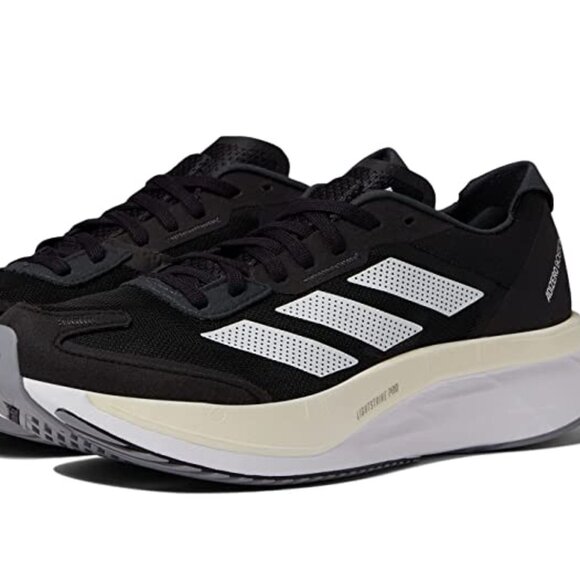adidas Womens Adizero Boston 11 Running Shoes Core Black/White/Gray Heather - Picture 1 of 4
